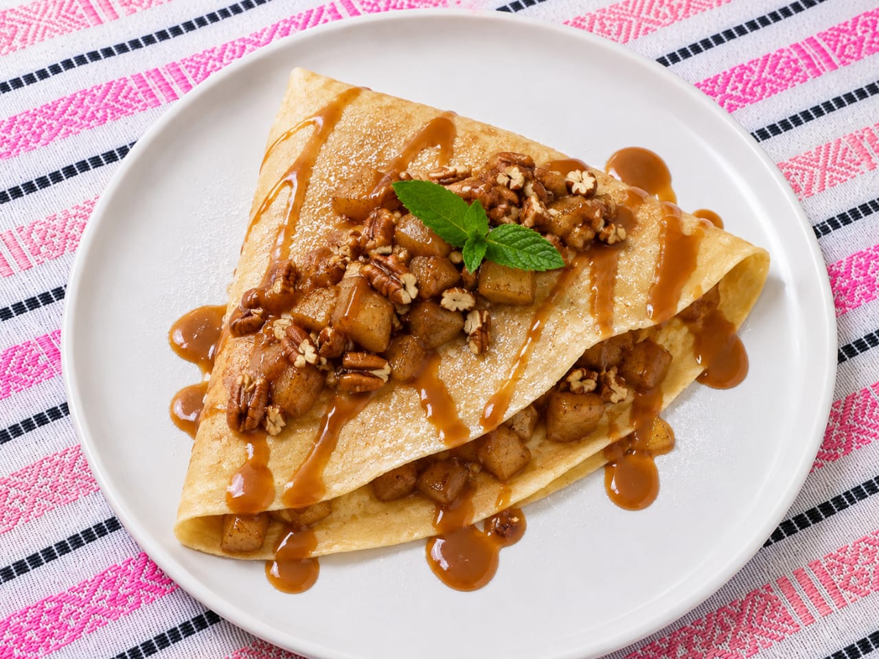 Crêpe Apple Pie Supreme con manzana caramelizada y canela